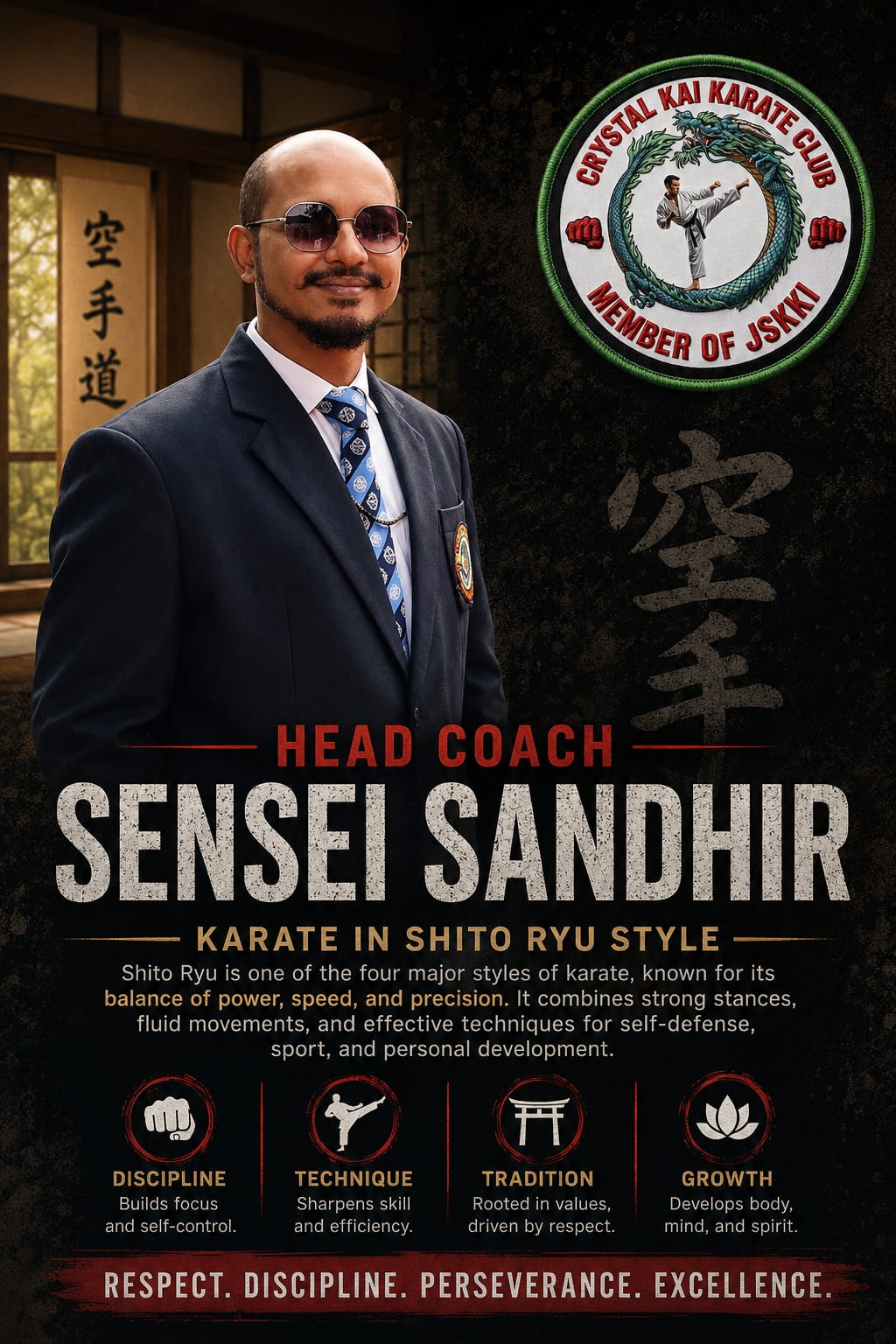 Sensei Sandhir Banerjei, Head Coach of Crystal Kai Karate Club